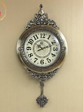 威弗列德美式钟表大气挂表高档挂墙时钟欧式复古轻奢客厅家用挂钟