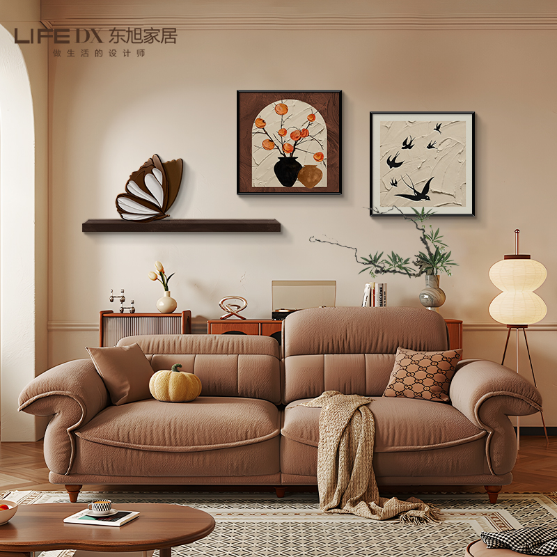法式复古客厅装饰画蝴蝶中古风沙发背景墙壁小众艺术餐厅组合挂画