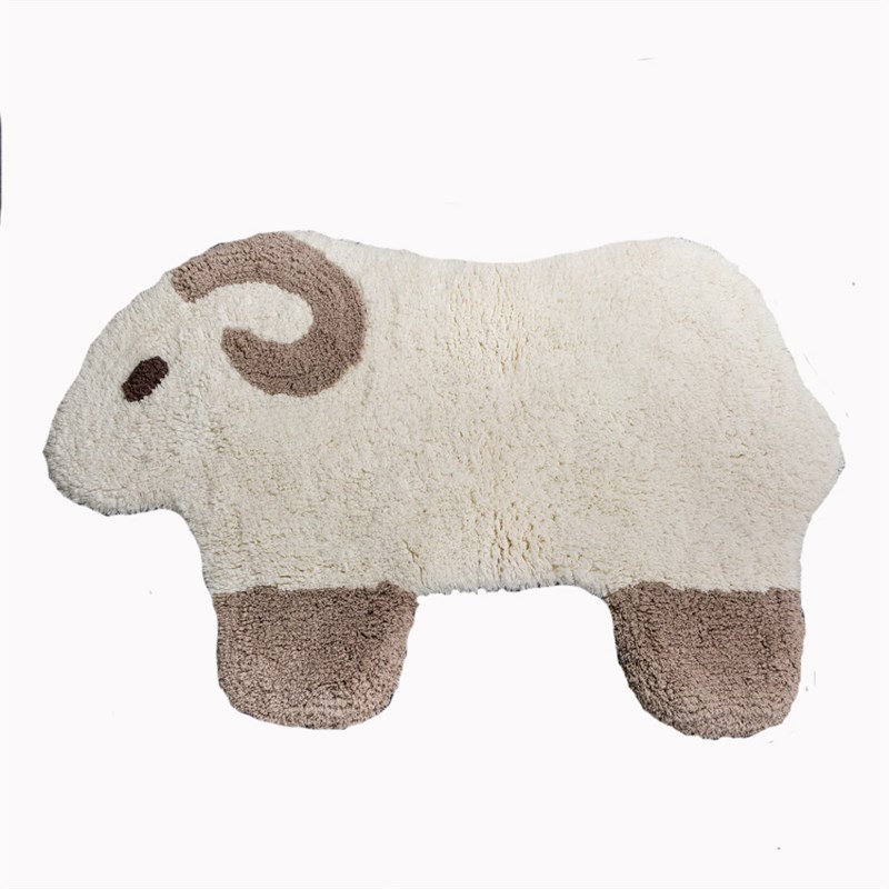 卡通浴室地垫长毛脚垫绵羊客厅进门垫全棉吸水防滑地毯儿童卧室垫