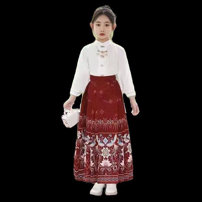 女童汉服春秋儿童马面裙中国风古装2024新款小女孩古风唐装连衣裙