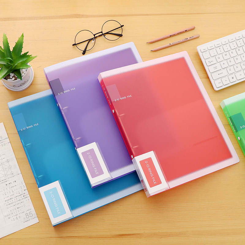 A4 B5/2孔透明文件夹活页夹 A4打孔活页资料夹二孔O型合同档案夹