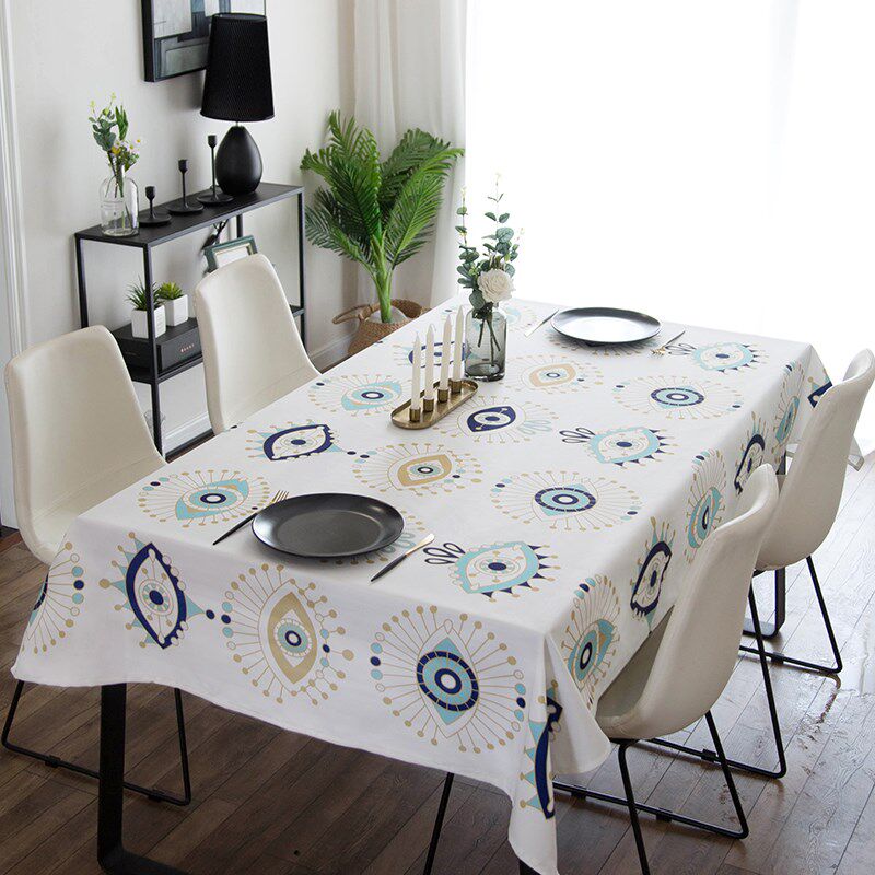 羽果 时尚创意眼睛北欧餐桌布防水防油防烫免洗生日加厚加大台布