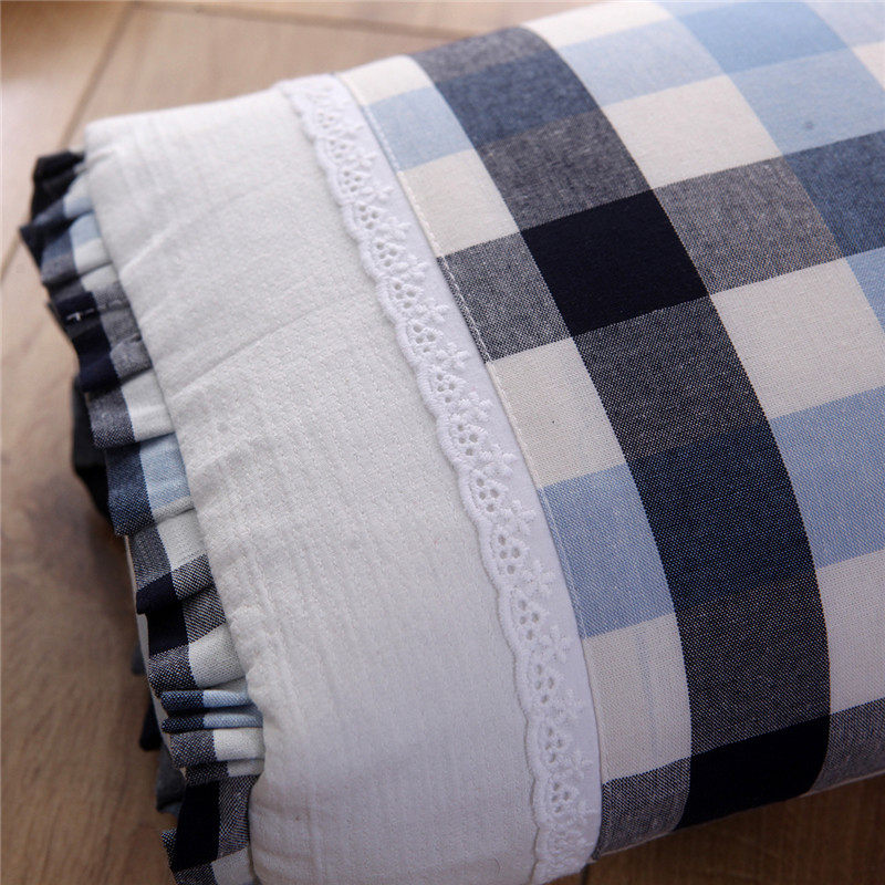 颈椎保健荞麦皮枕头韩式格子纯棉枕套长方形护颈全荞麦壳枕芯包邮