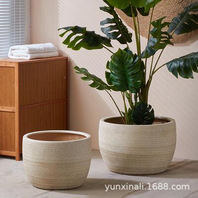 简约陶瓷落摆花盆特大树号客厅阳RCI台绿植大盆栽发财专用地件透