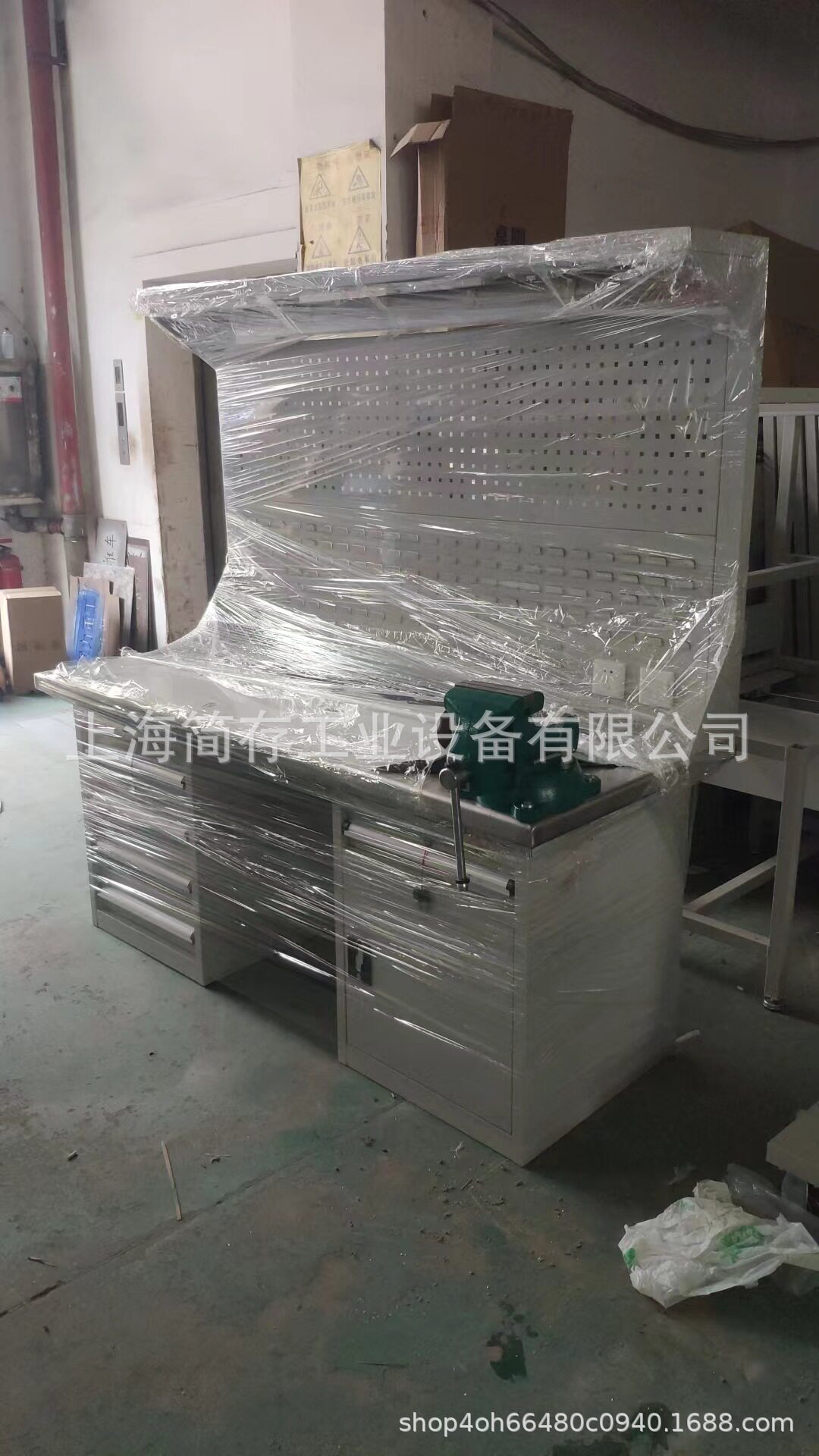 5.0不锈钢304重型铁板工作台 双柜工作桌 机械车间钳工挂板工作台