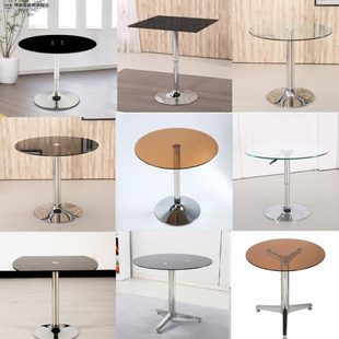 钢化玻璃小圆桌简约阳台茶几桌可升降台子洽谈接待桌小户型咖啡桌