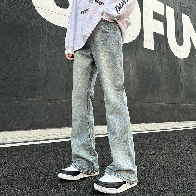 ZPTX裤子男春季直筒裤美式微喇宽松新款弯刀夏季牛仔裤青少年长裤