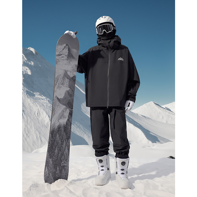 冬季单板双板男防水加厚连帽滑雪服衣裤套装M34+K1002J加绒-P215