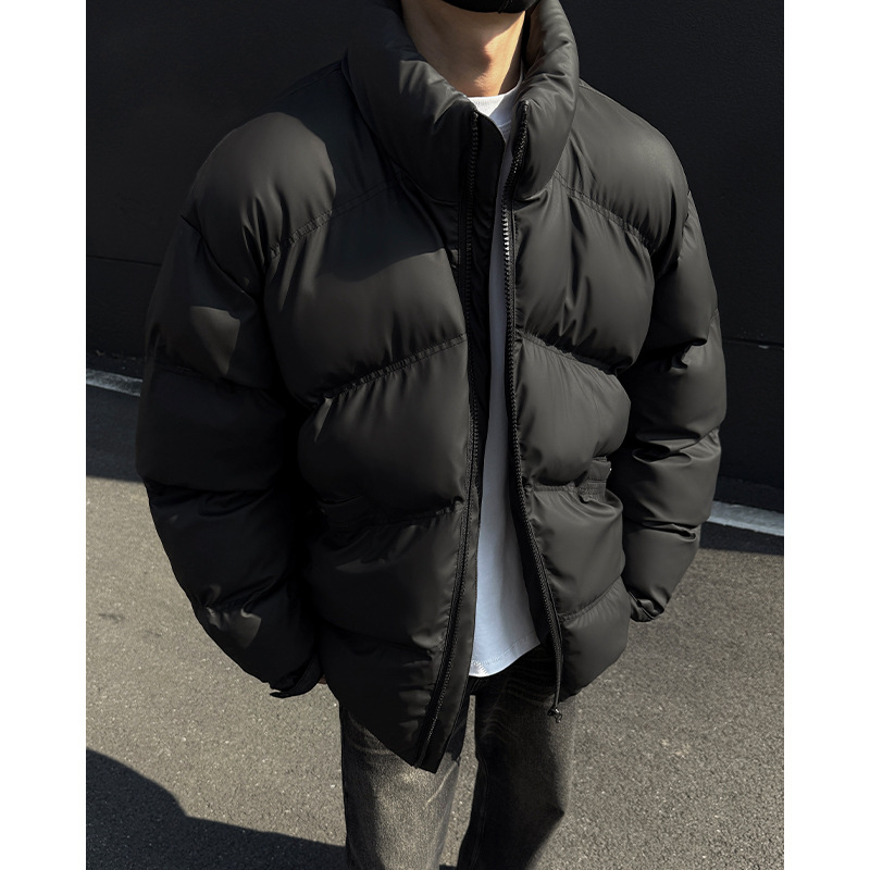 PU皮立领棉服男女同款冬季高级感宽松美式潮牌加厚保暖棉袄外套