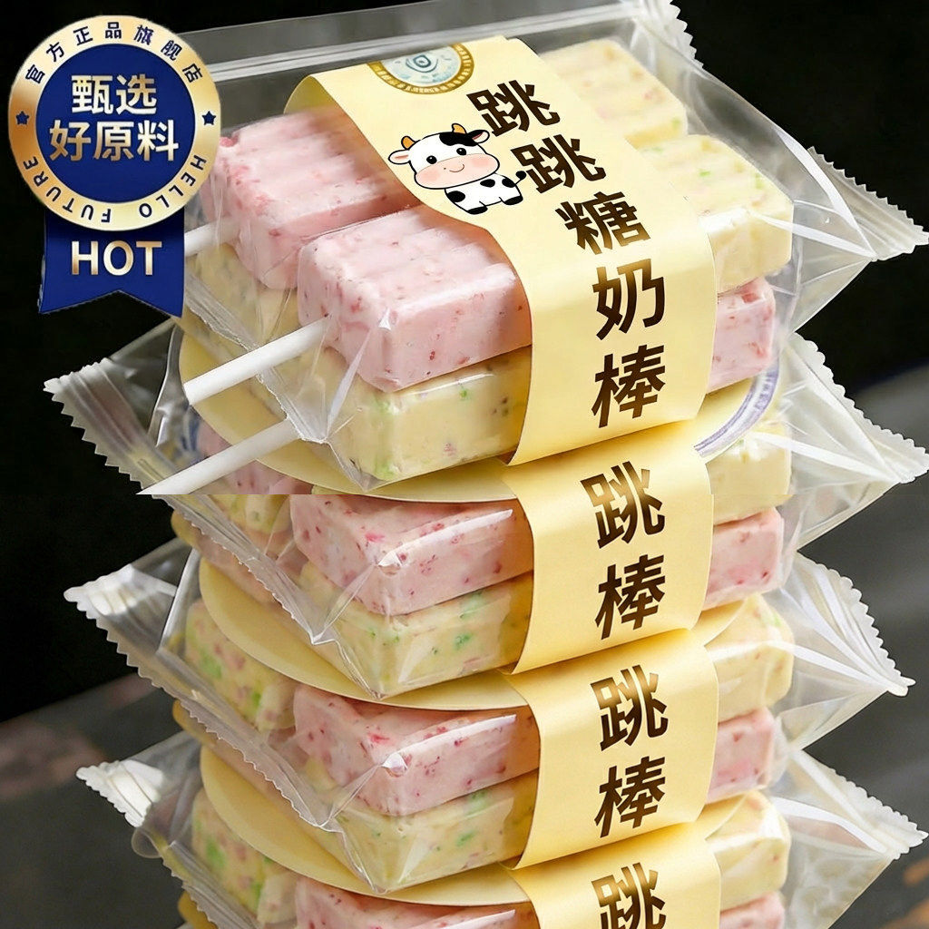 跳跳糖奶棒多休闲小零食儿童牛奶棒棒糖喜糖果批发奖励学生新年货