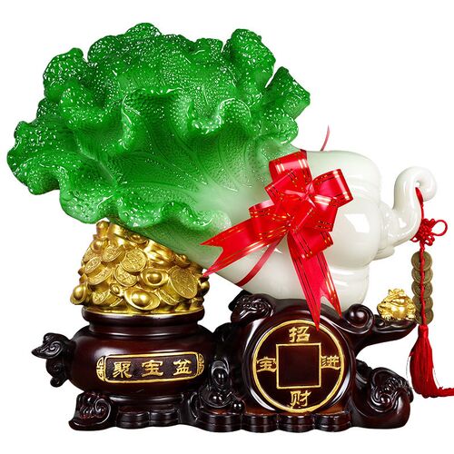 玉白菜摆件百财开业礼品招财聚宝盆工艺品客厅电视柜酒柜玄关摆设