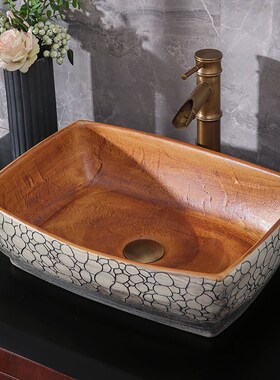 美式复古台上盆方形陶瓷洗手盆仿古艺术台盆卫生间阳台洗脸盆家用