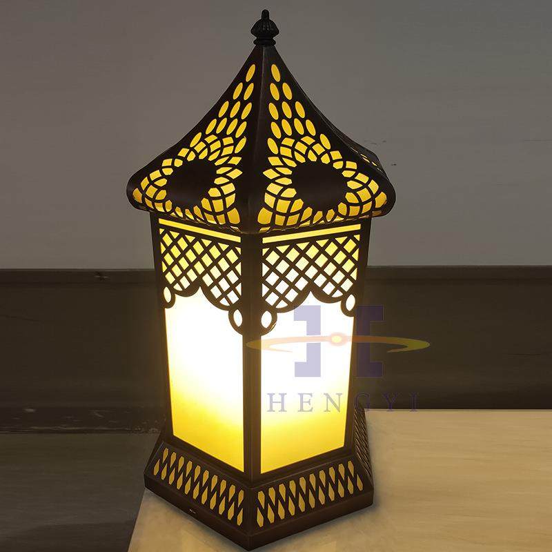 中式户外仿云石柱头灯不锈钢镀铜拉丝景观灯别墅门柱灯led围墙灯