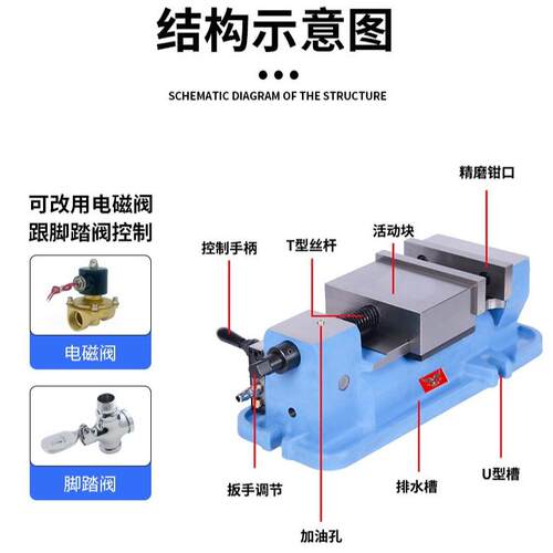 6寸角固式气动台钳平口钳MC精密油液压虎钳工业机用重型cnc铣钻床