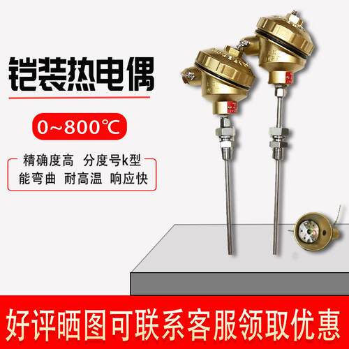 WRNK-231铠装热电偶 K分度号 800度 不锈钢材质探头温度传感器