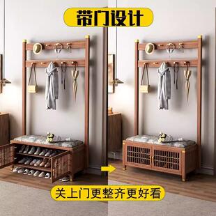 新木中式衣架换帽鞋凳一体家用门口玄关门全实YQY:09#带鞋柜鞋架