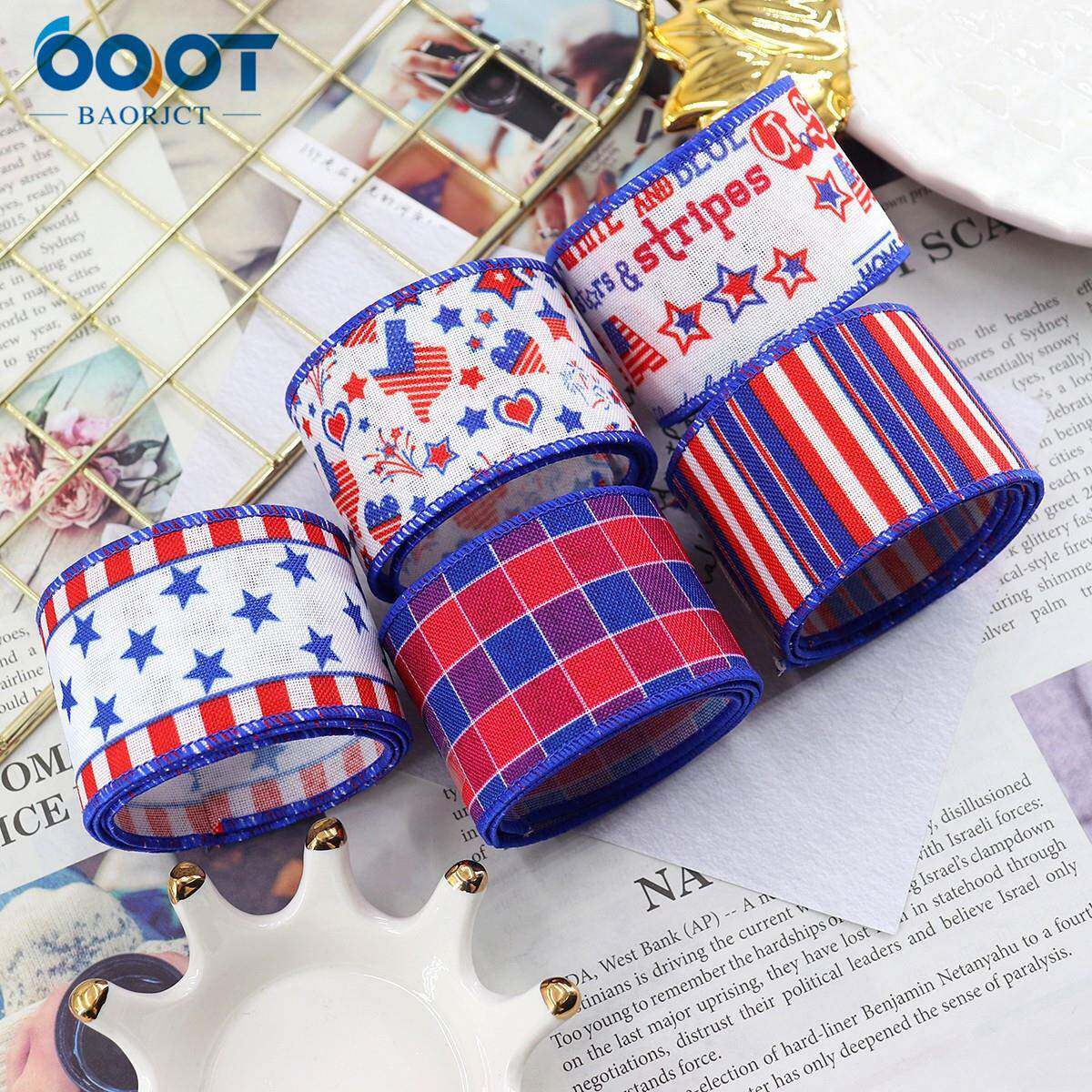 宝通织带带美国星旗系列丝50cm铁丝边SRF拷克带仿独立日麻燕尾飘