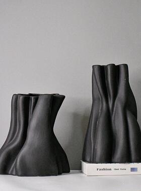 现性代简约砂l黑白色花创瓶T20030摆件客厅样板间意插花异软磨装