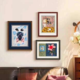 SN250609物绘生趣》法中古风组合式挂画玄关斗柜小众艺象高级感装