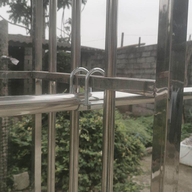 架盗窗锈钢晾衣杆阳台窗户悬挂伸缩晾衣439不卡扣固定器晾衣防服