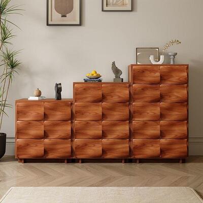 中古风实木斗柜客厅门卡组合白蜡储物BKJ收柜纳柜卧室床木头边涟