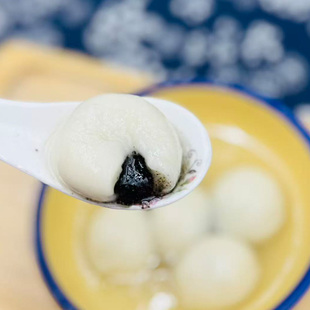 【浙一刻】正宗宁波黑芝麻猪油汤圆猪肉水煮元宵大汤团无馅小圆子