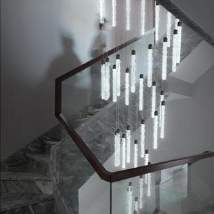 复式楼大大吊285灯墅loft公寓客厅挑高中空轻奢挑吊空气别楼梯灯