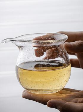 杯手工气泡琉耐璃公道大容加量厚茶海创意日式玻璃公IZH杯热分茶