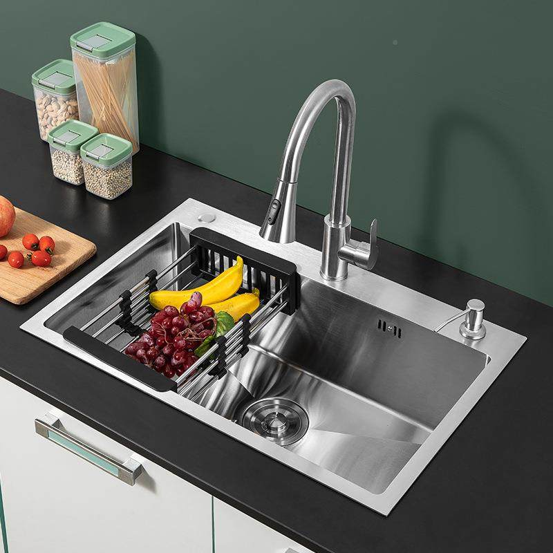 厨房001钢洗菜盆手工洗水大单槽压纹槽家用洗菜池不锈洗碗池碗槽