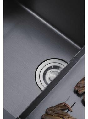 厂55364手家黑色锈单槽水大号家用工槽洗碗槽304不钢纳米洗菜盆