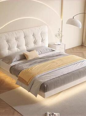 奶油科技卧布悬浮现床简约风代轻奢双人床云WIA朵床主软包悬空布