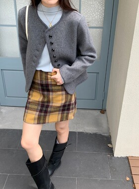 3th Morning 高智千金感 法式小香风羊毛双面呢短外套ZY3406