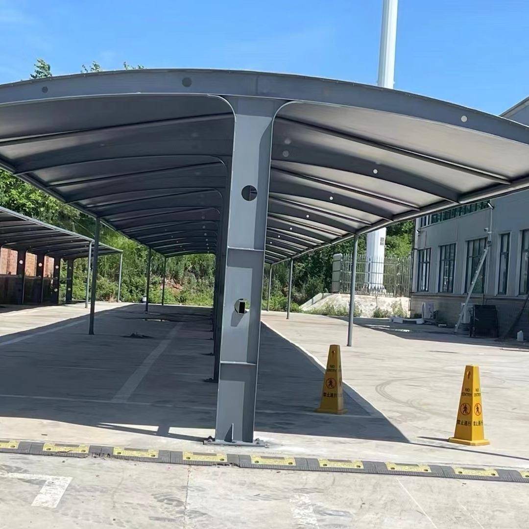 钢结构停车棚户外张拉膜遮阳雨棚固定车位停车场汽车篷非机动车棚