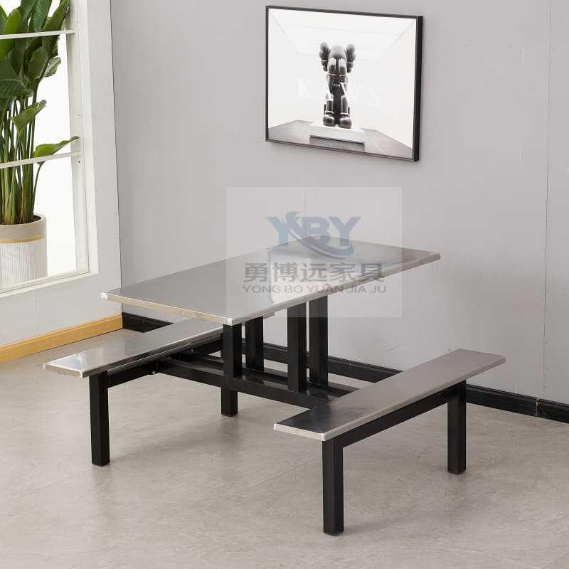 学校学生员工工厂工地超市饭堂连体4人不锈钢食堂餐桌椅户外桌椅