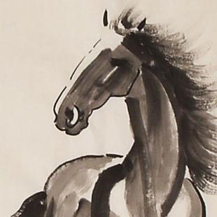 纯手绘徐室悲马装饰BTR画国画水墨画画办公画客厅画玄关鸿壁画山