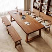 桌纯客厅大长书桌阅读习学生家用书房办234公桌学桌子实木工作台