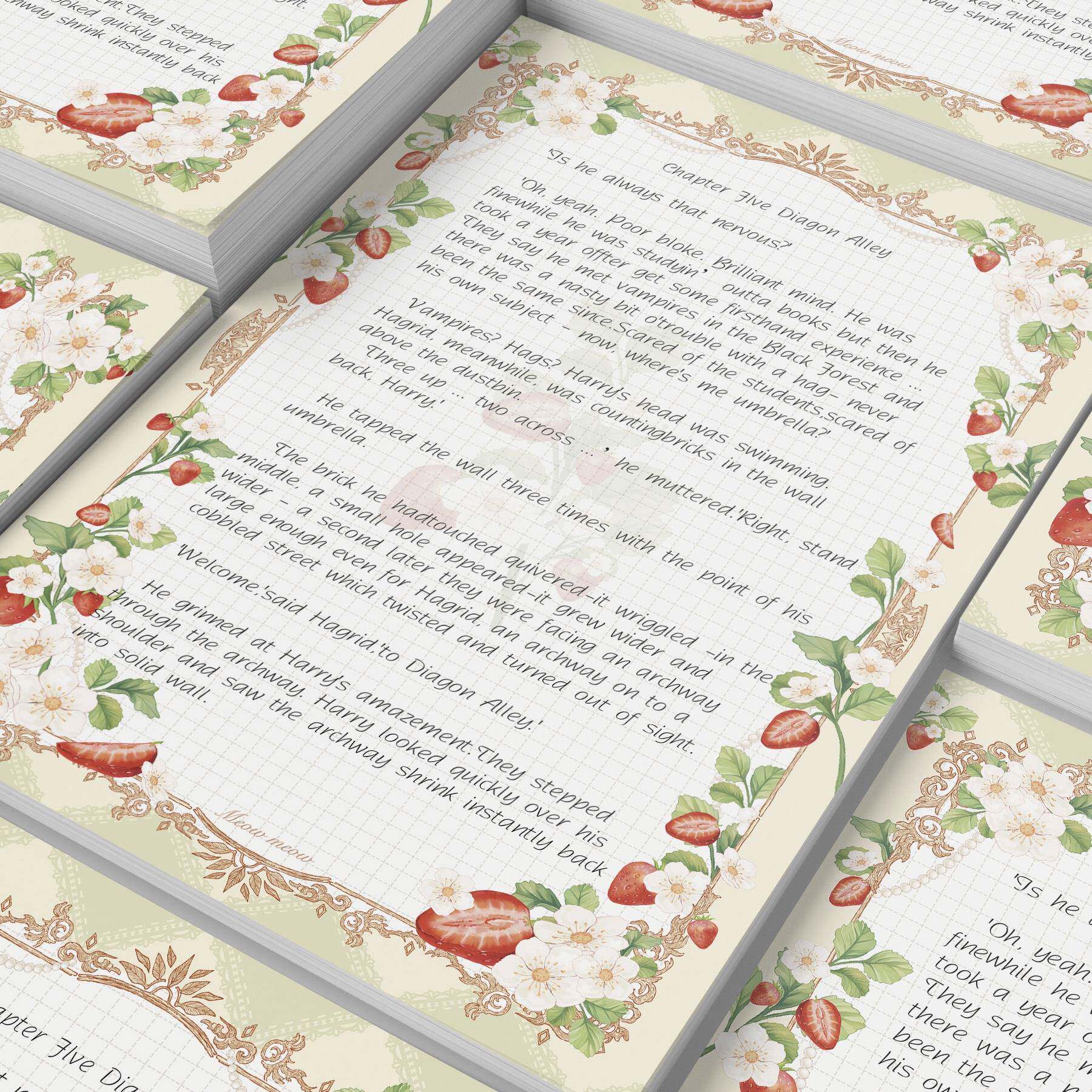 喵了个乖小荷尖尖·茶草莓花花·山b5双1面拍纸本20630g天岳书写