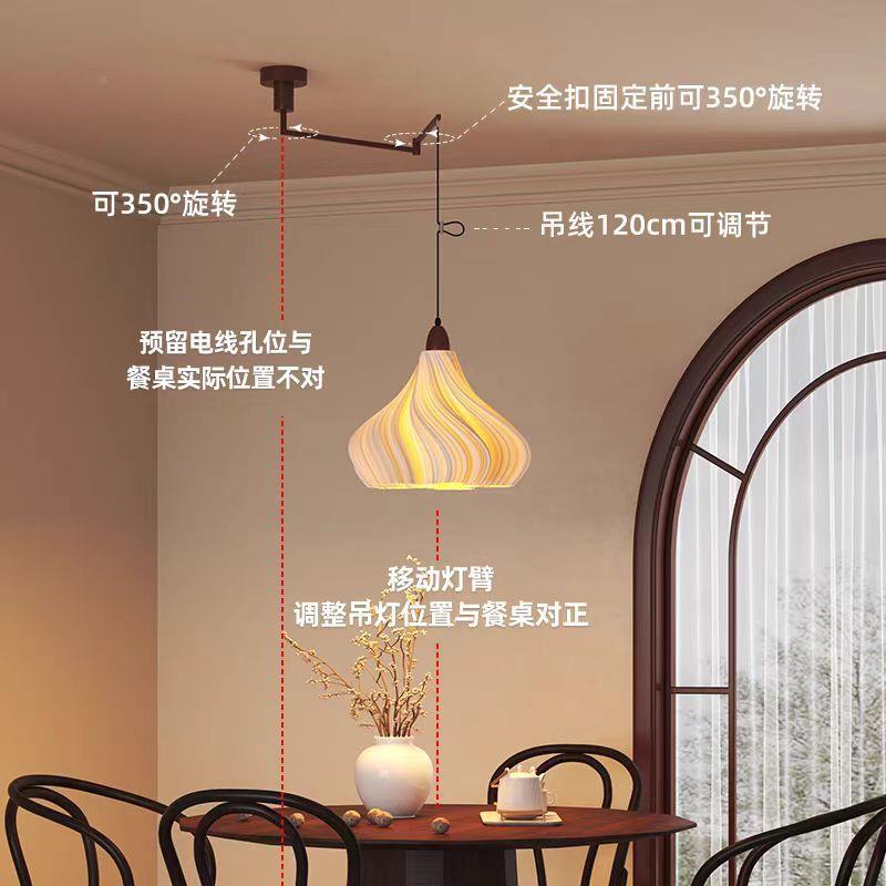 507法式中古风可移位摇臂吊灯款餐造厅灯新创意裙摆艺围术型家用