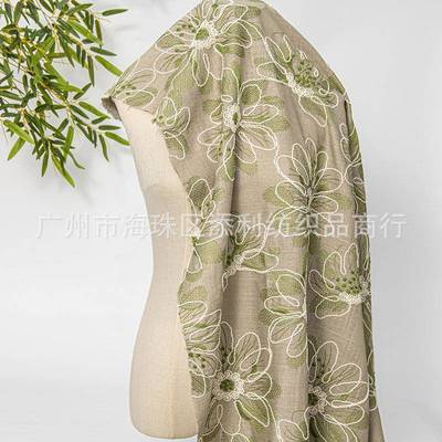 025秋冬新款多色麻纱PZ549梵花色织股线绣花面2料桌布服沙亚发装