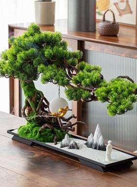 迎松客件仿真FH21429景中式客盆厅玄关装饰摆会所桌面山水艺术品