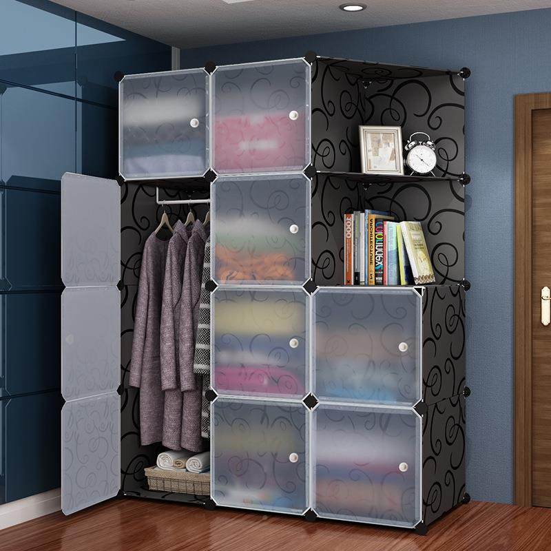 规款洁然简易普通款衣塑料衣挂衣杆生柜无门环加固组装衣服柜学宿