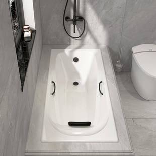 卫间人铸成铁陶生嵌入式 浴缸837家用小户型搪瓷方瓷形贝格莱保温