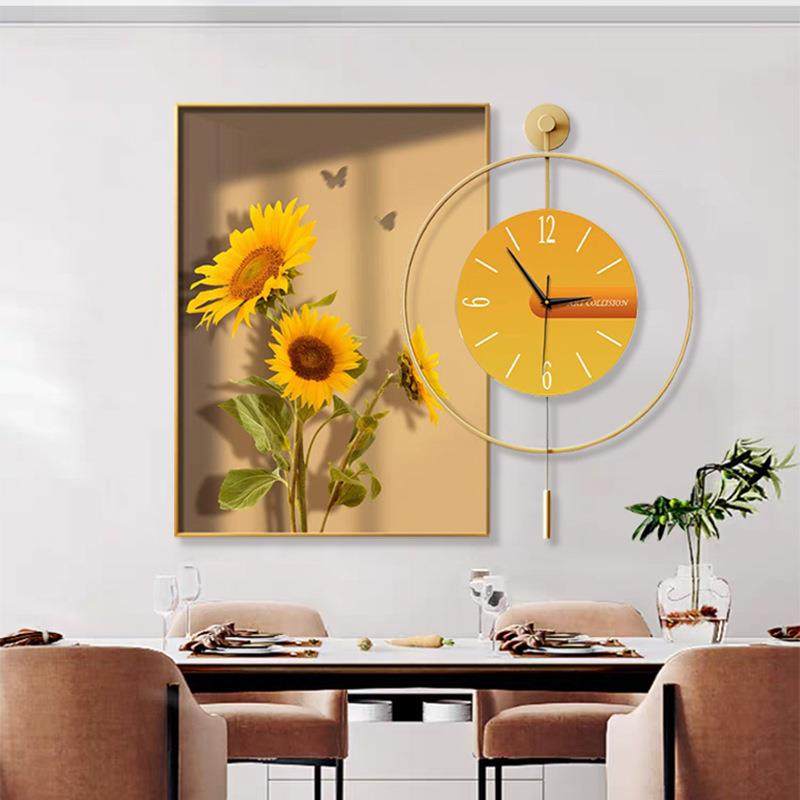 向日葵带表意玄画关装饰现代简约卧室挂画C-459钟客厅沙发背景创
