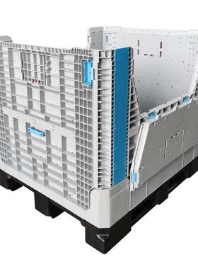 1210两门版折叠卡板箱塑箱业重货物流工UUY输大运型折料叠箱周转