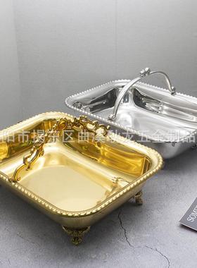 不锈钢提毛巾盘手202750毛巾篮酒餐厅店热毛托盘收纳筐巾水果篮新