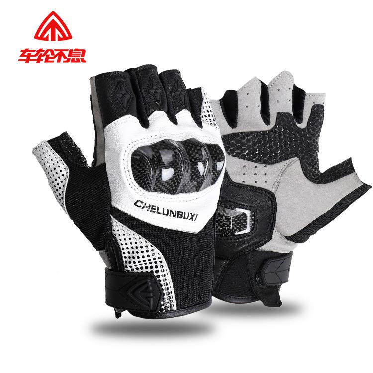 车轮摩托车手套夏息季半指碳纤维防车摔透气手2185D套机装不备骑