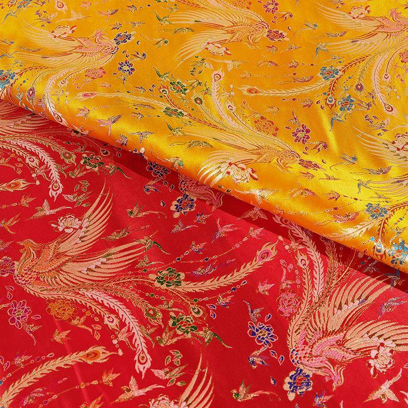 竞150门幅百朝凤儿童拜年服礼服出鸟服婚庆喜演娃织锦RGQ缎布料宇