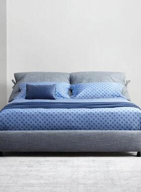 麻意式轻奢baxtr耳朵羽绒主卧落地软e包双人床布床RHX艺绣花