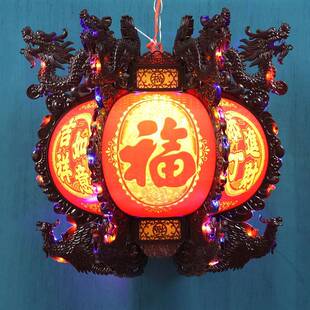 六角转龙灯灯笼中式门风KHI走马灯阳台大室内外新年仿古旋六角新