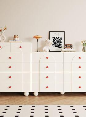 实木柜收纳柜柜卧室柜子储44718物斗靠墙床尾柜小户型客厅奶风油